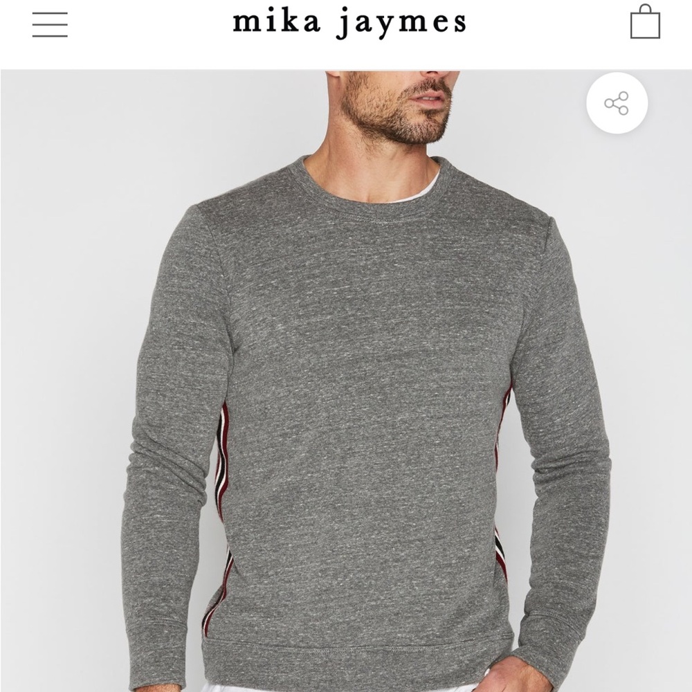 Mika Jaymes Grey Crewneck Pullover with side stripes. Men’s  size Large